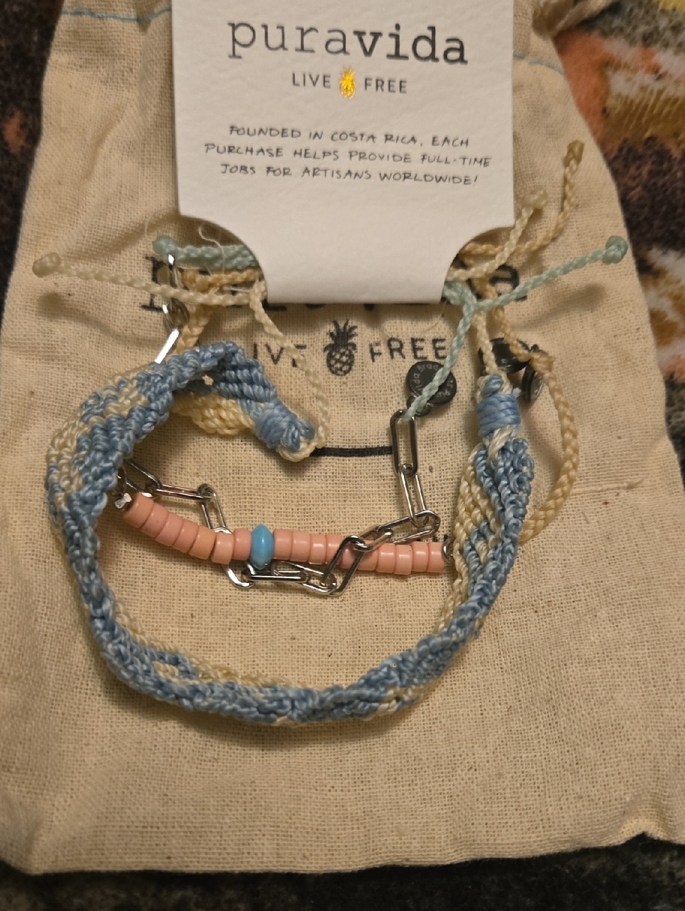 Pura Vida Blue, Pink & Cream Mixed-Media Bracelet Set